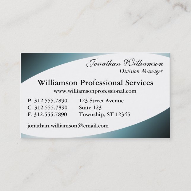 Cartões de visitas azuis com cantos curvos (Frente)