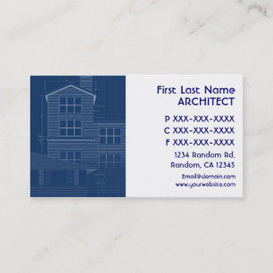 Cartões de visitas azuis de arquiteto branco