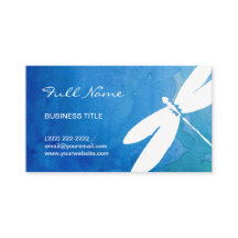 Cartões de visitas azuis e verdes da libélula da