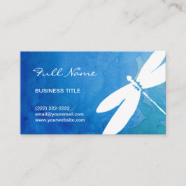 Cartões de visitas azuis e verdes da libélula da