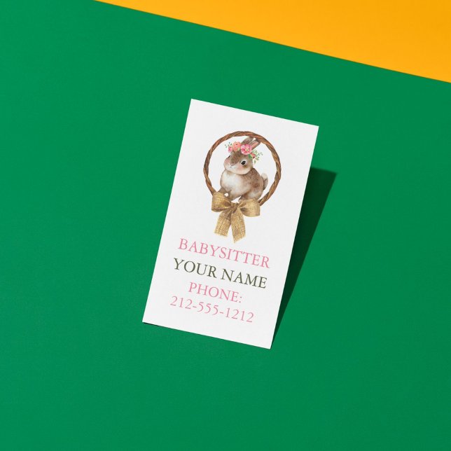 CARTÕES DE VISITAS Babysitter Arco Coquette Coquet (BOHO Bunny Coquette Bow Babysitter Business Cards)