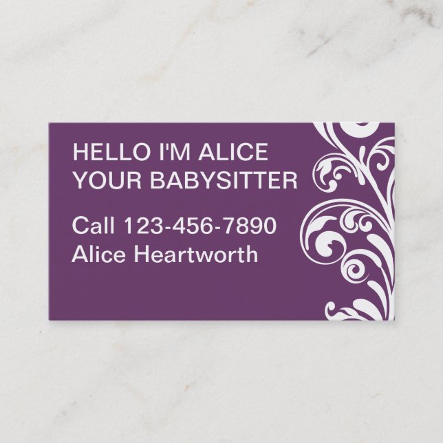 Cartões de visitas Babysitting simples (Frente)