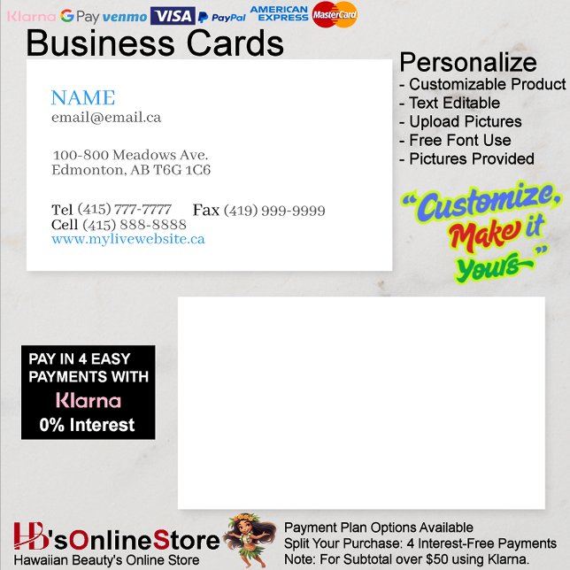Cartões de visitas Básicos Brancos Personalizáveis (Customizable White Basic Business Cards.)