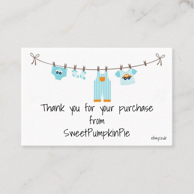 Cartões de visitas - Bebês Roupa Linha de Lavagem (Frente)