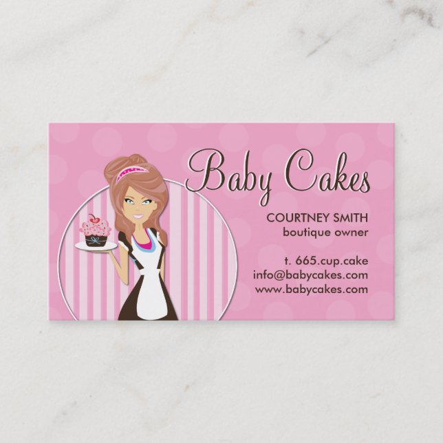 Cartões de visitas bonitos do cupcake (Frente)