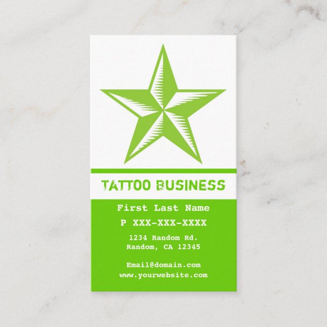 Cartões de visitas brancos verde-claro da estrela (Frente)