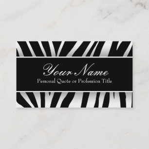 Cartões de visitas Chic White & Black Zebra Stripe