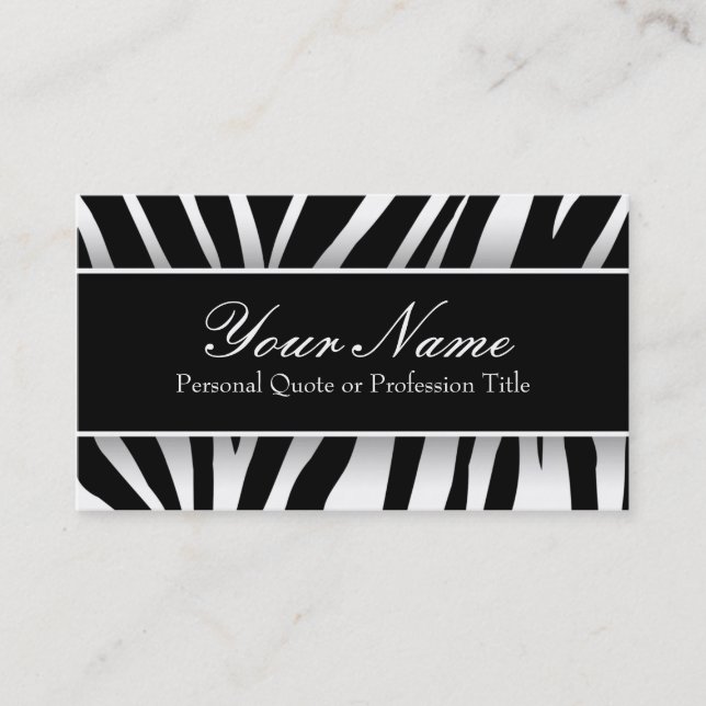 Cartões de visitas Chic White & Black Zebra Stripe (Frente)