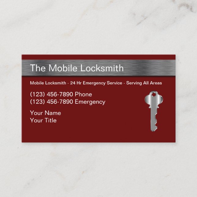 Cartões de visitas Classy Mobile Locksmith (Frente)