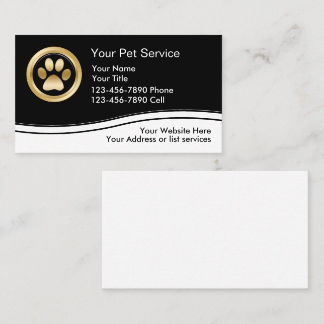 Cartões de visitas Classy Pet Care (Frente/Verso)