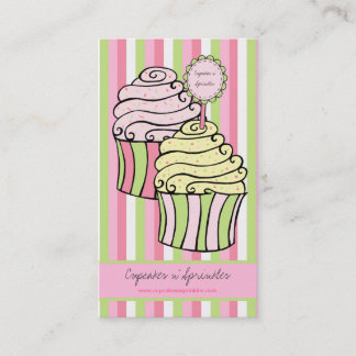 Cartões de visitas com Limão limão e Cupcakes cor-
