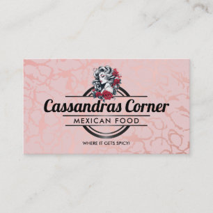 Cartões de visitas cor-de-rosa do logotipo da Mulh