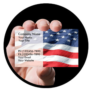 Cartões de visitas da bandeira americana