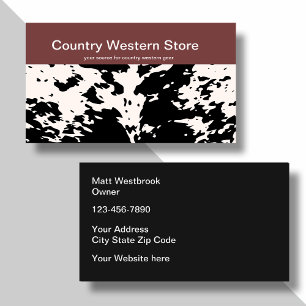 Cartões de visitas da Country Western Store