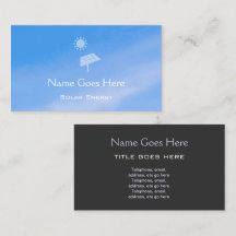 Cartões de visitas da energia solar do "céu"