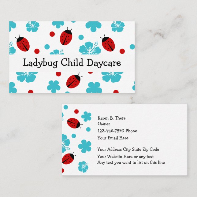 Cartões de visitas da guarda da criança (Frente/Verso)