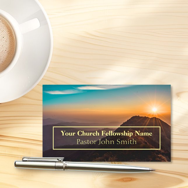 Cartões de visitas da Igreja do Sol de Montanha (Mountain Sunrise Church Pastor Business Cards)