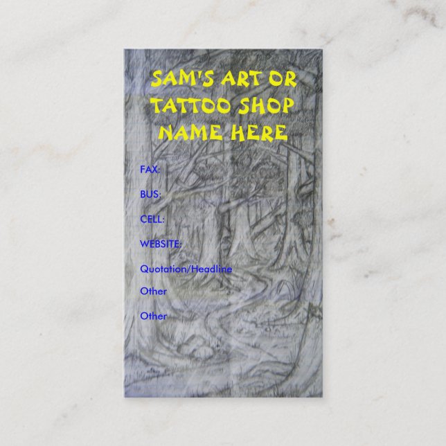 Cartões de visitas da loja da arte ou do tatuagem (Frente)