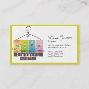 cartões de visitas da loja de roupa das crianças