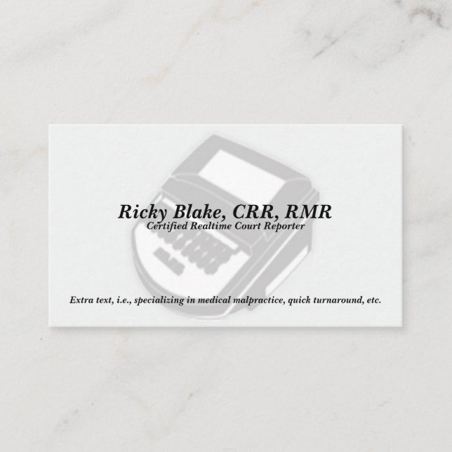 Cartões de visitas da máquina de Steno do preto do (Frente)