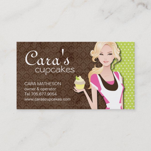 Cartões de visitas da menina do cupcake (Frente)