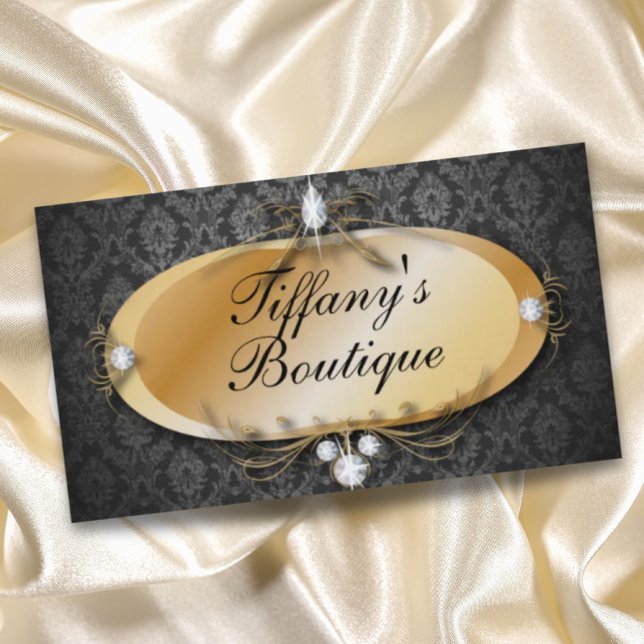 Cartões de visitas da moda Dourada Elegante para o (Elegant Gold Vintage Damask Fashion Business Cards)