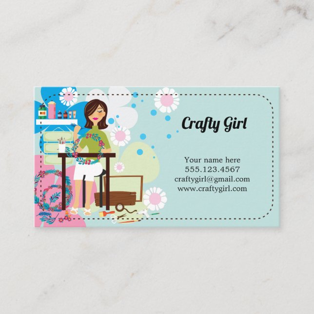 Cartões de visitas da Super Crafty Girl (Frente)