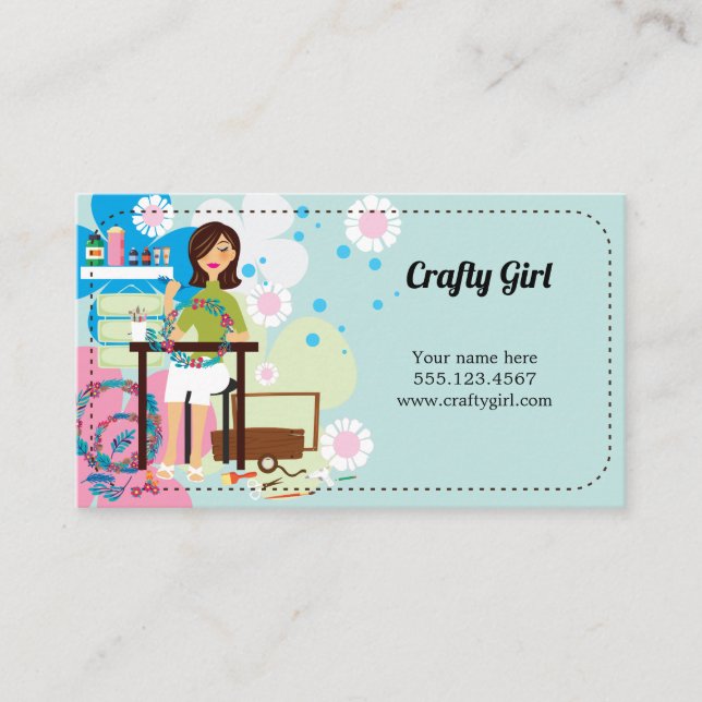 Cartões de visitas da Super Crafty Girl (Frente)