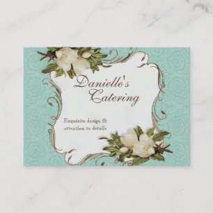 Cartões de visitas - damasco floral da magnólia