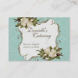 Cartões de visitas - damasco floral da magnólia do