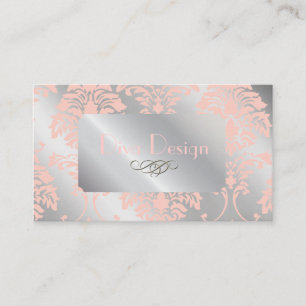 Cartões de visitas Damask, tom cor-de-rosa pálido
