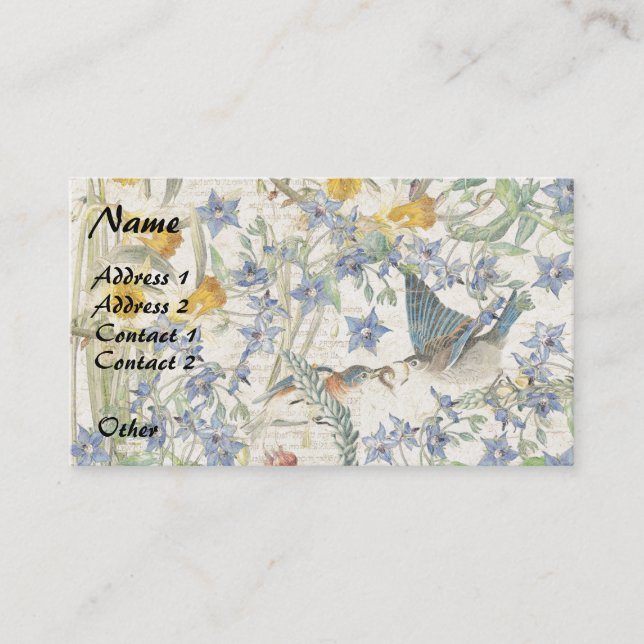 Cartões de visitas das flores dos pássaros do (Frente)