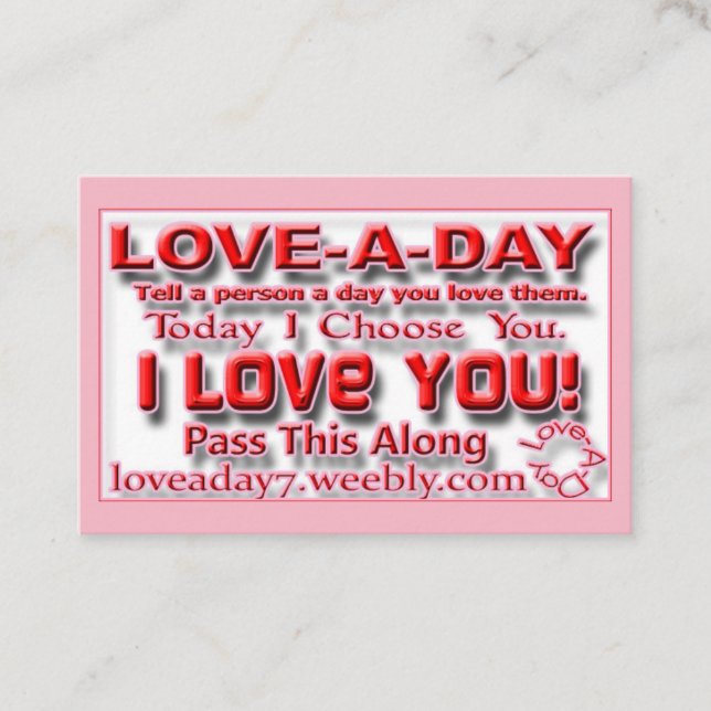 Cartões de visitas de Amor a Dia (Frente)