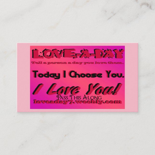 Cartões de visitas de Amor a Dia (Frente)