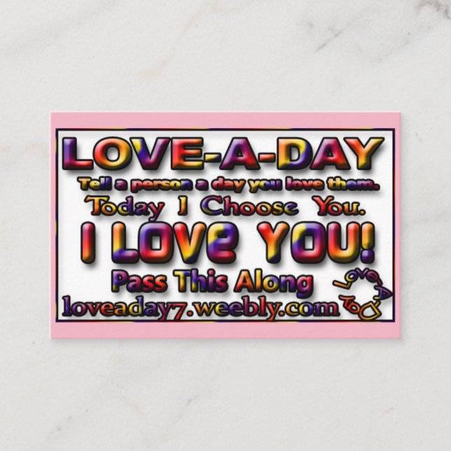 Cartões de visitas de Amor a Dia (Frente)