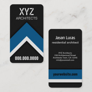 Cartões de visitas de arquiteto preto e azul moder