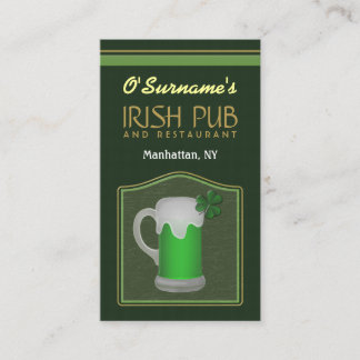 Cartões de visitas de Bar do Green Irish Pub Manag