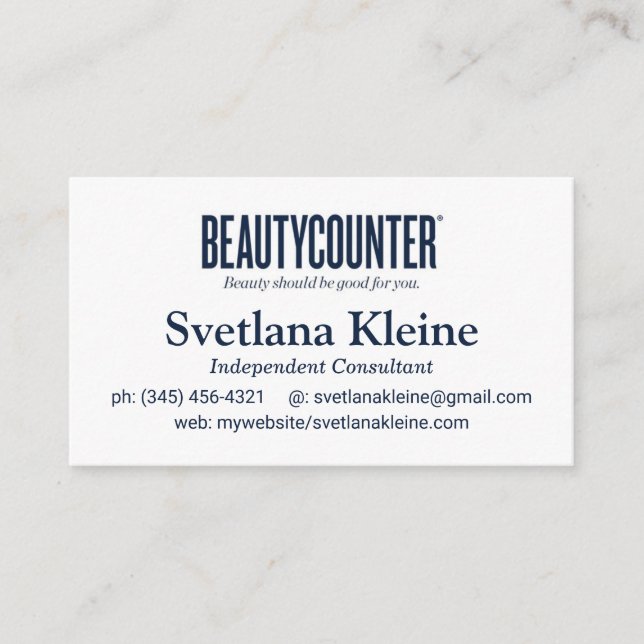 Cartões de visitas De Beautycounter, Os Cartões Nu (Frente)