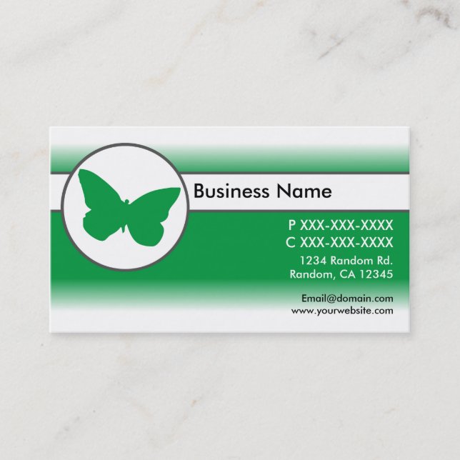 Cartões de visitas de borboletas brancas verdes (Frente)