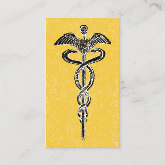 Cartões de visitas de Caduceus - Amarelo Médico En