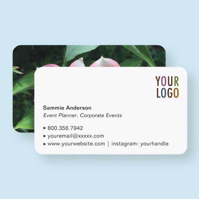 Cartões de visitas de canto arredondados com logot (MISOOK White Business Card with Rounded Corners and Logo)