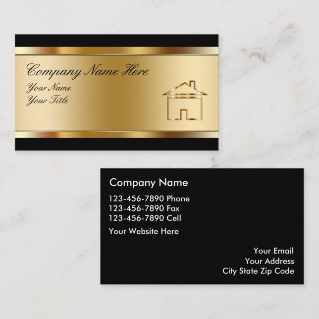 Cartões de visitas de classe imobiliária (Frente/Verso)