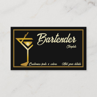 Cartões de visitas de cocktail de barman
