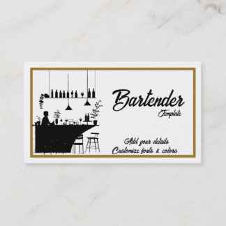 Cartões de visitas de cocktail de barman Elegante