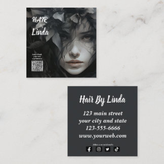 Cartões de visitas de código QR de Hairstylist Flo