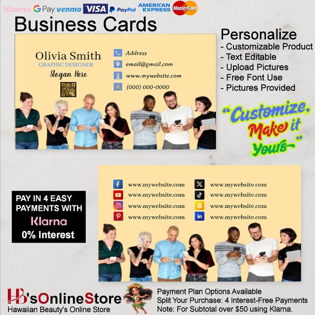 Cartões de visitas de código QR de rede social de  (Social Networking QR Code Business Cards 2 of 100.)