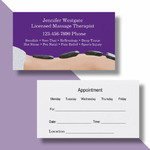 Cartões de visitas de Compromisso de Massagem Cl