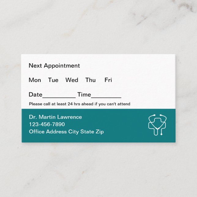 Cartões de visitas de Compromisso do Médico Médico (Frente)