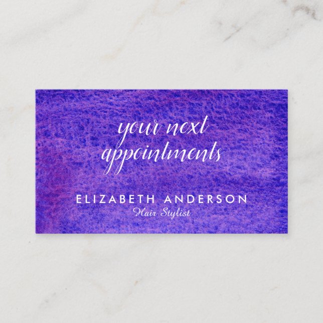 Cartões de visitas de compromissos violetas de aqu (Frente)