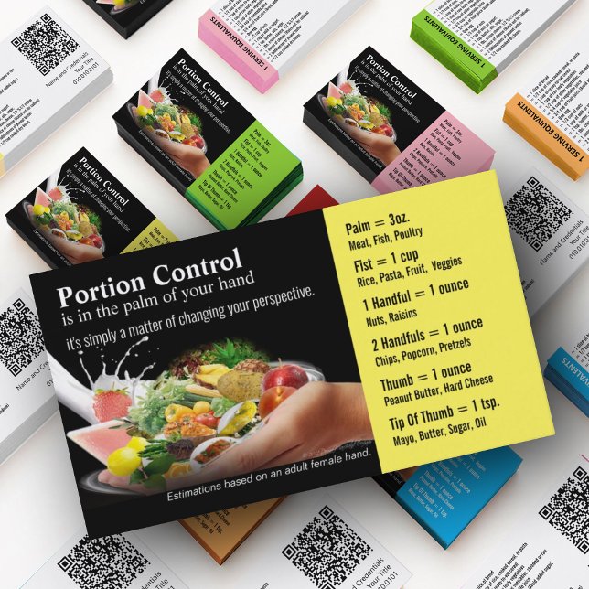 Cartões de visitas de controle de porções (Nutrition Mastery Business Cards in custom colors)